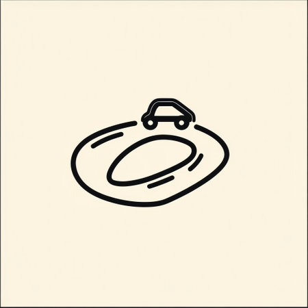 A small, minimalist car is seen driving on a winding road, representing the journey of exploration and discovery.の素材