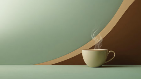 A tranquil cup of tea emits smooth, curving steam, surrounded by a calming, minimalist backdrop that enhances relaxation.の素材