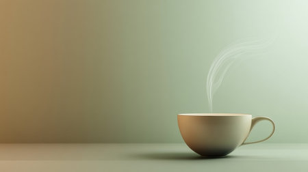 A delicate tea cup emits smoothly curving steam, highlighting the calm atmosphere and inviting the warmth of a soothing beverage.の素材