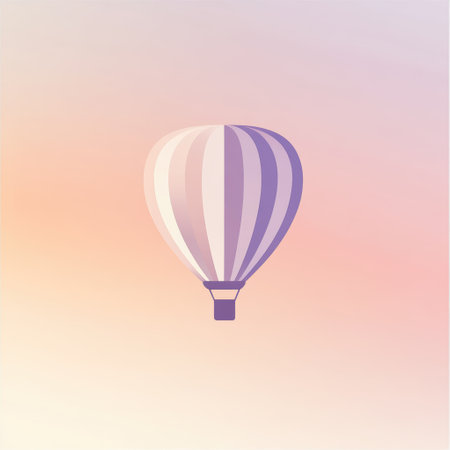 A stylish hot air balloon icon glides through a soft pastel sky, capturing the essence of early morning exploration and adventure.の素材