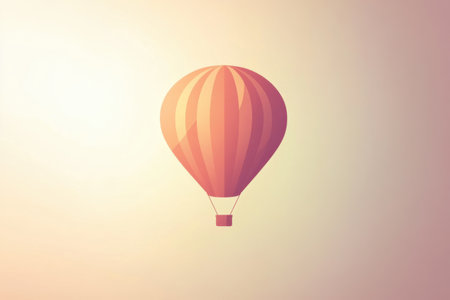 A vibrant hot air balloon rises gently, showcasing its sleek design against a soft pastel sky at dawn, symbolizing freedom and adventure.の素材
