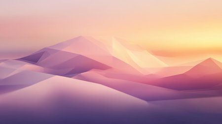 Gentle mountains rise softly against a gradient backdrop, showcasing soothing pastel colors that transition beautifully at dusk.の素材