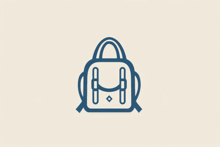 This backpack icon features a minimalist design, symbolizing exploration and outdoor activities with its stylish and clean lines.の素材