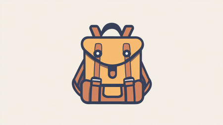 This simple backpack design highlights a spirit of adventure, perfect for those who love exploring nature and traveling.の素材