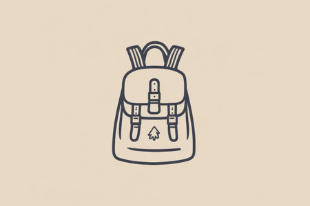 This simple backpack icon symbolizes the thrill of adventure and the spirit of exploration, inviting wanderlust and journeys ahead.の素材