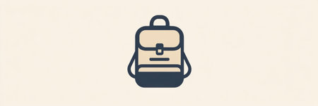 This clean backpack icon with smooth lines symbolizes ready exploration, capturing the essence of adventure in a minimalist style.の素材
