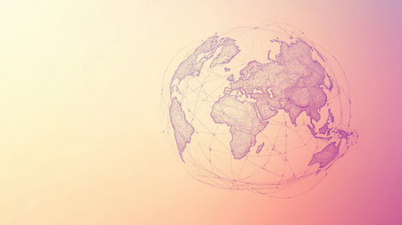 The illustration features a simple globe design, highlighting global connections, travel opportunities, and international diversity.の素材