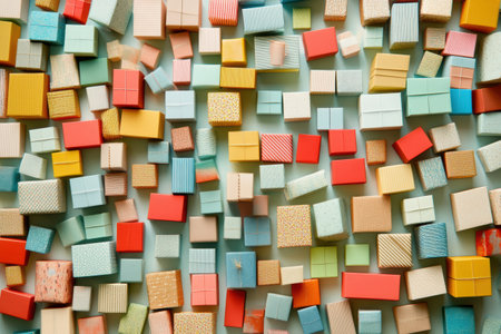 A delightful arrangement of variously sized colorful gift boxes adds charm and excitement, ideal for festive celebrations.の素材