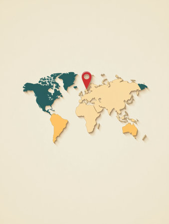 A world map outline showcases notable travel destinations marked with map pins in various locations around the globe.の素材