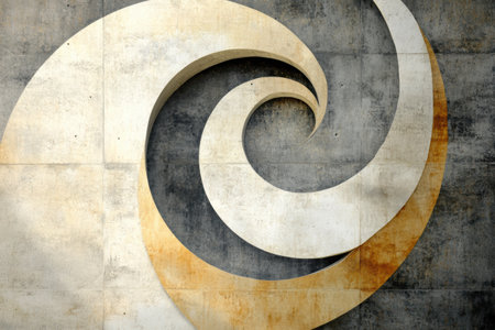 Swirling shapes in earthy colors combine to form an abstract design, evoking a tranquil atmosphere and inspiring reflection.の素材