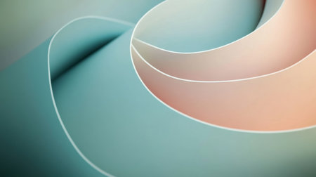 Curved, flowing lines in gentle pastel colors blend seamlessly, creating a soothing, minimalist aesthetic that invites contemplation.の素材