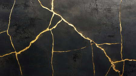 Intricate gold repairs adorn ceramic items, exemplifying the beauty of kintsugi, a Japanese art that embraces imperfections through artistry.の素材