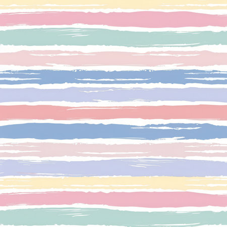 Vivid horizontal stripes in gentle pastel colors create an uplifting atmosphere, perfect for backgrounds or fabric designs.の素材