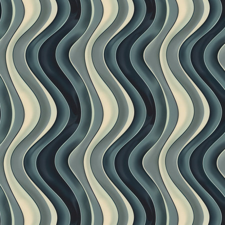 Wavy patterns in blue and beige tones form a dynamic backdrop, showcasing a fluid design that adds visual interest and textureの素材