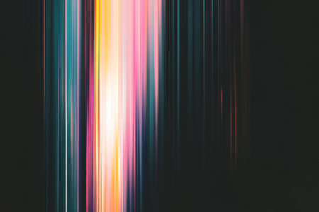 Bright streaks of color dance on a dark backdrop, creating a stunning abstract representation of light and movement that intrigues the senses.の素材