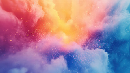 An explosion of vibrant colors bursts forth, creating an abstract backdrop ideal for design and text placement with a brilliant gradient.の素材