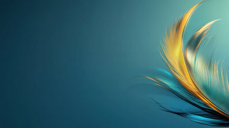 Colorful abstract design showcases peacock feather inspiration, providing ample space for branding or creative text placement.の素材