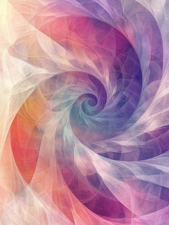 Vibrant swirling abstract fractal patterns create an intriguing visual effect while offering ample space for text or content placement.の素材