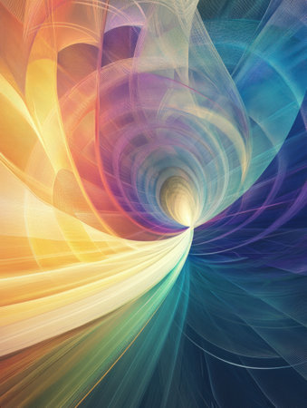 Dynamic fractal patterns in rich colors form a mesmerizing flow, offering ample space for adding custom text or design elements.の素材