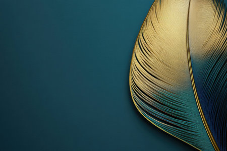 Vibrant abstract art draws inspiration from the beauty of a peacock feather with intricate lines and ample copy space for text placement.の素材