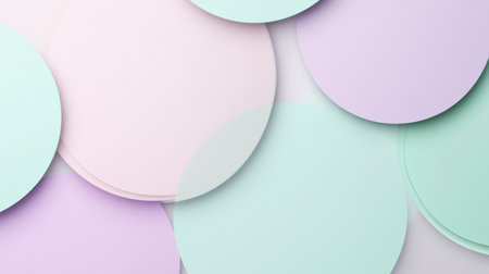 Soft overlapping circles in pastel colors form a delicate design with ample space for text, perfect for various creative projects.の素材