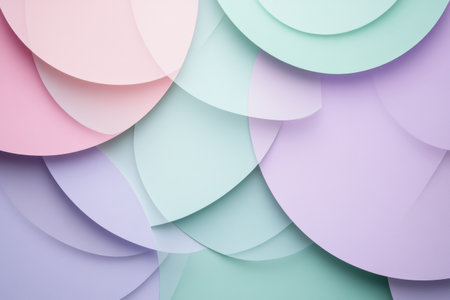 Soft pastel circles overlap to form an abstract background suitable for creative designs, providing ample space for custom text or graphics.の素材