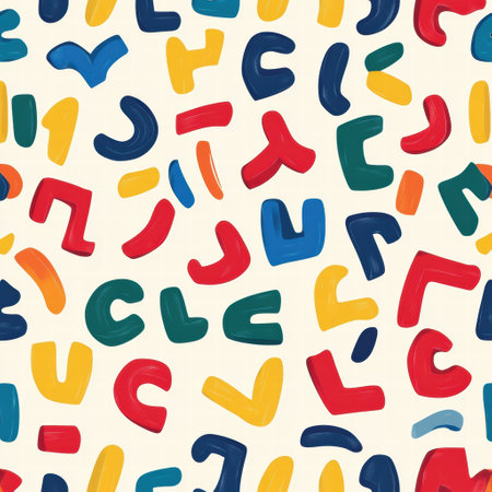 Colorful, abstract alphabets create a fun and engaging pattern perfect for creative design projects and childrens materials.の素材
