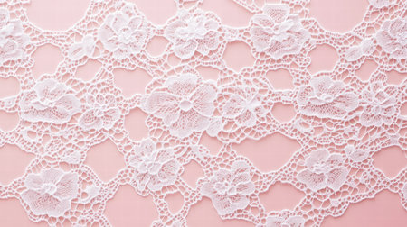 This lace inspired seamless pattern showcases intricate floral motifs on a soft pink background, perfect for various design applications.の素材