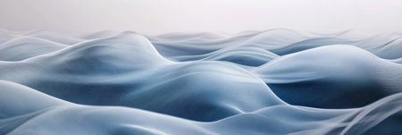 Abstract representation of flowing waves in soft shades of blue creates a serene atmosphere with varied heights and curves. Generative AIの素材