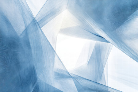 Visual representation of abstract wind lines flowing through a serene blue environment with gentle transparency. Generative AIの素材