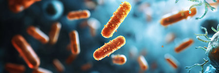 Pills encircle and target bacteria, illustrating significant progress in medical technology and treatment methods for infections.の素材