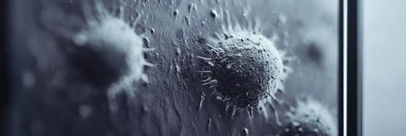 Examining numerous microbes on surfaces such as door handles and smartphones reveals the hidden microbial world in daily life.の素材