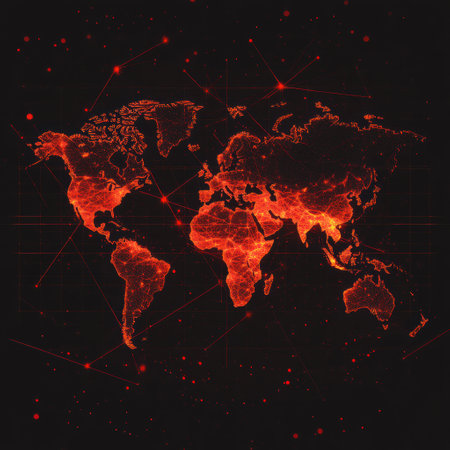 A detailed world map showcases areas affected by epidemic outbreaks, focusing on geographic distributions and intensity of cases.の素材
