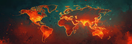 Map illustrating various zones affected by epidemics worldwide, showing areas of high risk and outbreak hotspots during a recent period.の素材