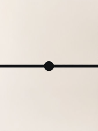 A minimalist design featuring a thin black line with a central circular element against a white background, showing simplicity and elegance.の素材