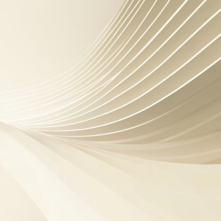 Light beige waves flow gracefully, accentuated by gentle white lines, creating a tranquil and modern ambiance in the setting.の素材