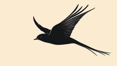 A beautiful silhouette of a bird soaring gracefully against a soft light backdrop, capturing the essence of freedom and movement.の素材