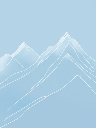 Serene mountain peaks stand tall against a clear blue sky, embodying the beauty of nature and inviting exploration and adventure.の素材