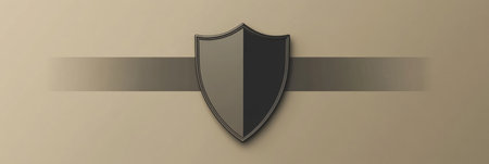 A simple yet striking shield design combines dark and light colors, presenting a sense of protection and balance against a neutral backdrop.の素材