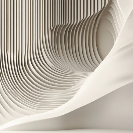 Curved walls create an innovative and artistic atmosphere, showcasing unique textures in a contemporary indoor environment.の素材