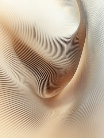 Swirling shapes of sand create an intricate texture with gentle gradients as the sun sets, casting warm hues across the landscape.の素材