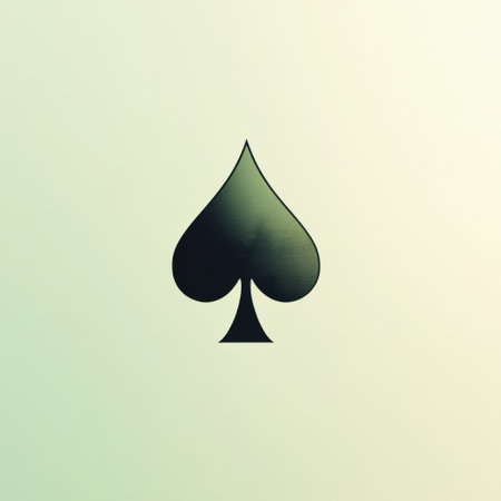 A spade symbol prominently displayed in black against a gentle pastel background, ideal for designs related to card games and graphics.の素材