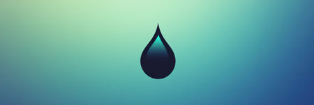 A water droplet silhouette appears centrally against a gradient background, creating a soothing and modern aesthetic.の素材