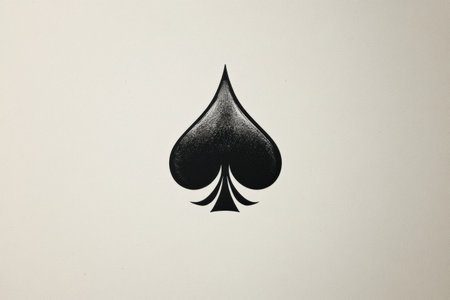 A bold spade symbol designed with clean lines appears prominently on a light canvas, showing a minimalist aesthetic.の素材