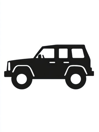 Silhouette of a compact auto vehicle clearly illustrating its distinct shape and design, perfect for conveying the idea of mobility.の素材