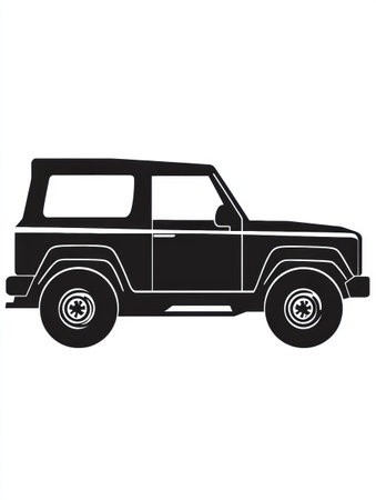 Silhouette of a sporty auto vehicle prominently displayed, showing its distinct shape and design. This icon represents the essence of mobility.の素材