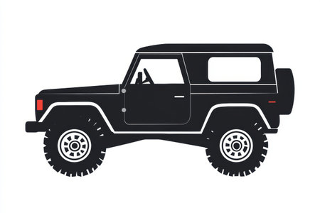 This silhouette illustrates a sturdy off road vehicle, perfect for navigating challenging landscapes during outdoor adventures and travels.の素材