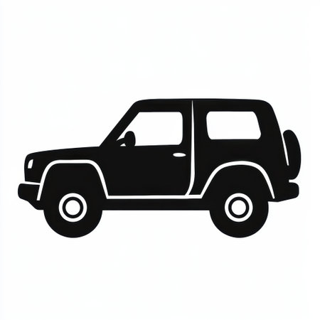 A sleek silhouette of a compact SUV shows its distinctive shape and features, ideal for automotive design concepts or illustrations.の素材