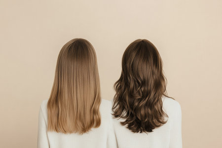 Visual demonstration of hair transformation shows thin hair on the left and thick, voluminous hair on the right emphasizing natural beauty.の素材