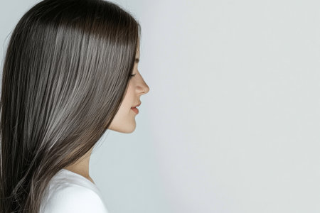 Illustration shows a clear transformation from thin hair to thick hair, emphasizing noticeable improvement in volume and fullness.の素材